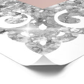 Poster Cadre Parties scintillant Argent Bow rose Baptême  (Coin)