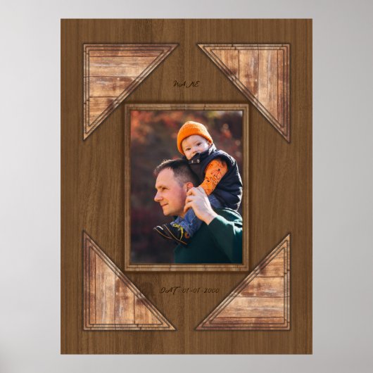 Poster Cadre personnalisé avec motif en bois rustique 3D (Devant)