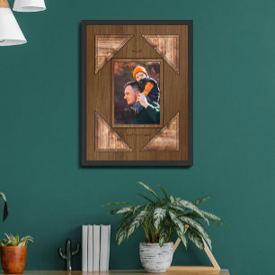 Poster Cadre personnalisé avec motif en bois rustique 3D