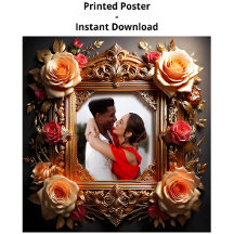 Cadre photo élégant victorien avec roses 3D