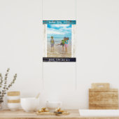 Poster Cadre photo en bois blanc bleu rustique de plage (Cuisine)