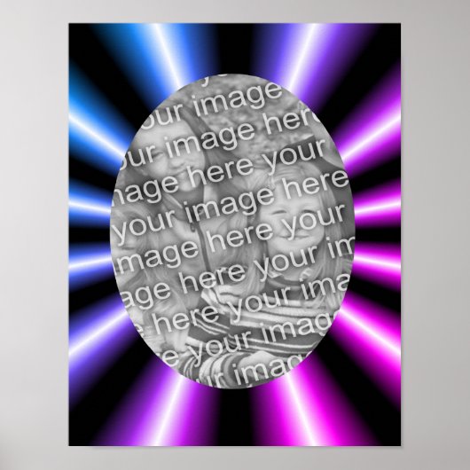 Poster Cadre Rays Colorés Ajouter Votre Photo (Devant)