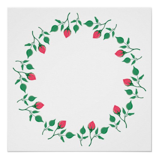 Poster Cadre rond fleuri avec fleurs roses (Devant)