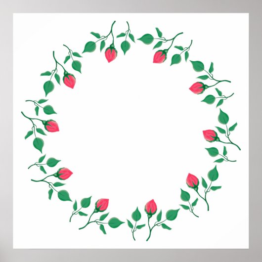 Poster Cadre rond fleuri avec fleurs roses (Devant)