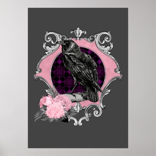 Poster Cadre Rose Goth Raven (Devant)