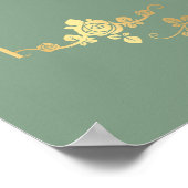 Poster Cadre Rose Or sur Mariage Vert Accueil (Coin)