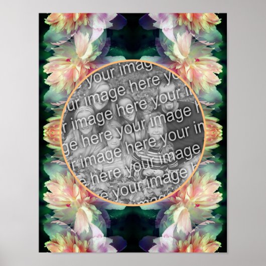 Poster Cadres de fleurs de pivoines roses Ajouter votre p (Devant)