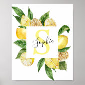 Poster Cadres et Feuilles de citrons jaunes modernes avec (Devant)