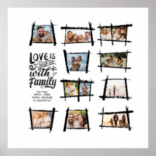Poster Cadres rustiques Black/Wht Love Is Family ID1015