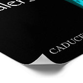 POSTER CADUCÉE D'OR ET 7 CHAKRAS DANS UNE ROSE FRACTALE B (Coin)