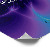 POSTER CADUCÉE D'OR ET 7 CHAKRAS EN ONDES BLEUES VIOLETTE (Coin)