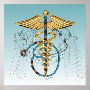 Poster Caduceus et stéthoscope amérindiens