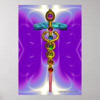 CADUCUS D'OR 7 CHAKRAS, Yoga, Violet Médicale