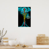 POSTER CADUCUS D'OR ET 7 CHAKRAS EN ROSE DE FRACTAL BLEU (Cuisine)