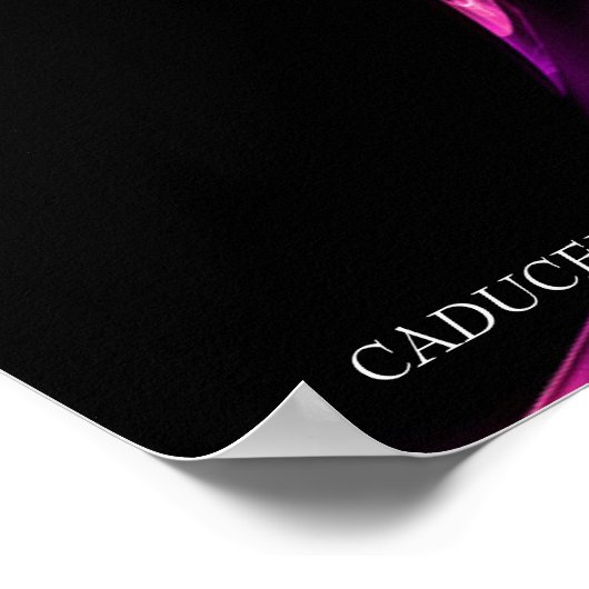 POSTER CADUCUS D'OR ET 7 CHAKRAS EN ROSE FRACTAL ROSE (Coin)