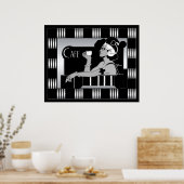 Poster  Cafe Art Deco Stripe Black (Keuken)