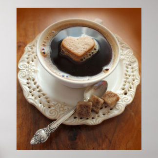Poster Café avec coeur