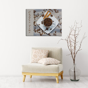 Poster Café avec haricots et tasse Belle Art Photo