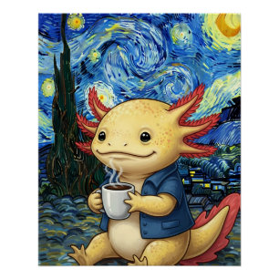 Poster Café Axolotl Rêve de Nuit Étoilée