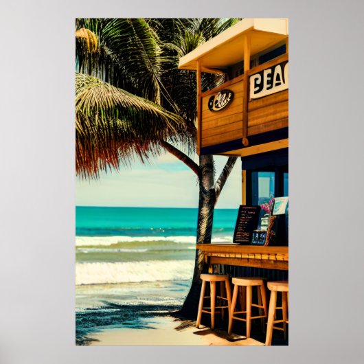 Poster Cafe Bar de la plage de Bali (Devant)