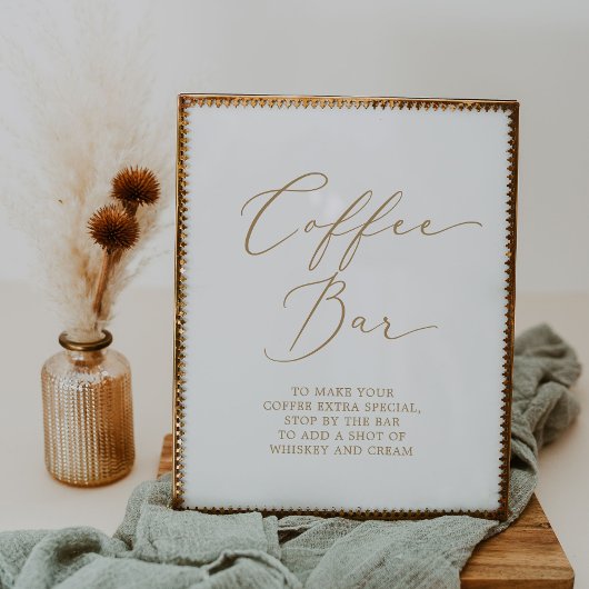 Poster Café-bar Mariage Delicic Gold Calligraphy