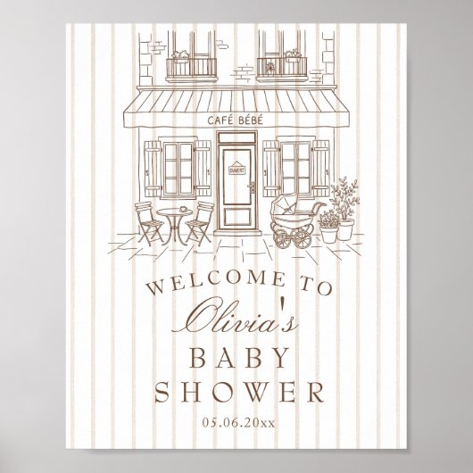 Poster Cafe Bébé Baby Shower Welcome (Devant)