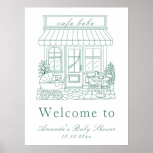 Poster Cafe Bebe Bonjour Baby Shower