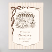 Poster Cafe Bebe Gender Neutral Bow Baby Shower Welcome (Devant)