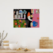 Poster Café Bleu, Style Matisse (Cuisine)