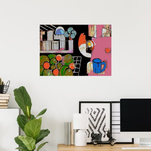 Poster Café Bleu, Style Matisse (Bureau à domicile)