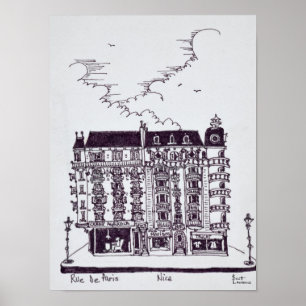 Poster Café & Boutiques rue de Paris Vieux Nice, France