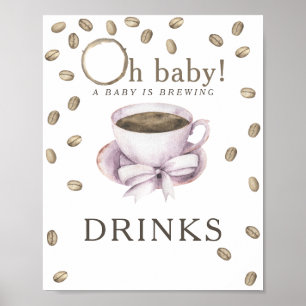 Poster Café brassage baby shower Boissons