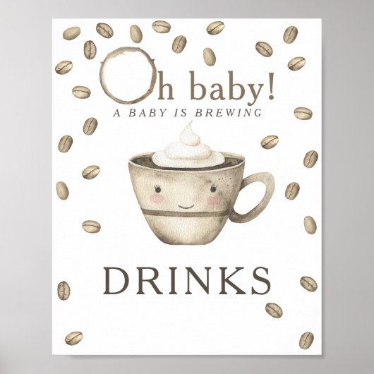 Poster Café brassage baby shower Boissons (Devant)
