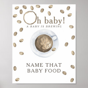 Poster Café brassage baby shower de nourriture pour bébé