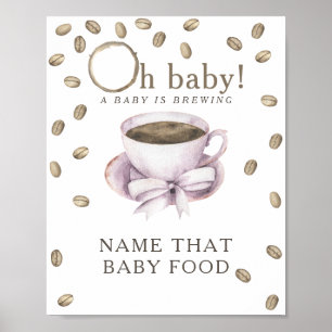 Poster Café brassage baby shower de nourriture pour bébé