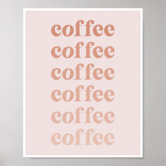 Poster Café Café Café Rose Fade Vintage Police Rétro