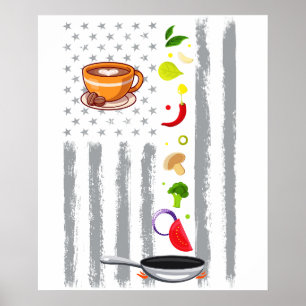 Poster café ccoking- Vintage USA Drapeau Américain pour c