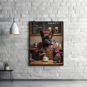 Poster Café Chaos : French Bulldog Behind the Bar
