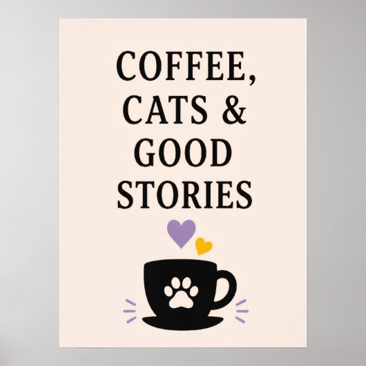 Poster Café, chats & belles histoires (Devant)