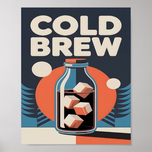 Poster Café Cold Brew Rétro Cuisine Moderne du Milieu du (Devant)