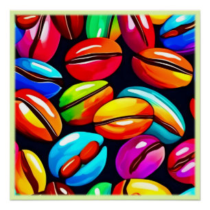 Poster Café coloré Bean Art Abstrait