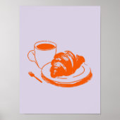 Poster Café Croissant Café Parisien Lavender Orange Art (Devant)