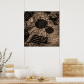 Poster café de rue abstrait (Cuisine)