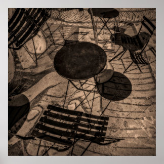 Poster café de rue abstrait