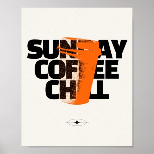 Poster Café détente du dimanche - Graphique urbain en dem (Devant)