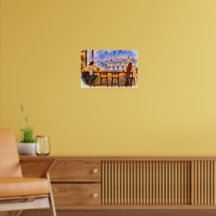 Café d'hiver Paysage urbain à l'aquarelle