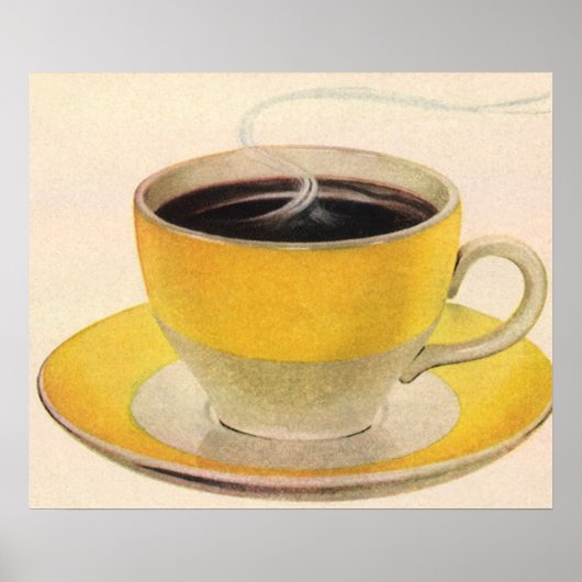 Poster Café d'illustration vintage en Coupe Jaune (Devant)