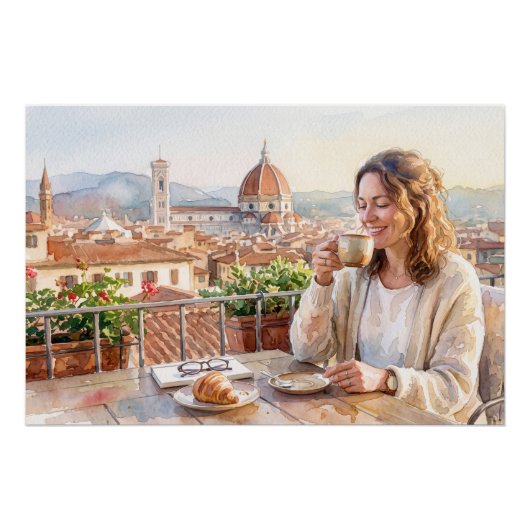 Poster Café du matin à Florence (Devant)