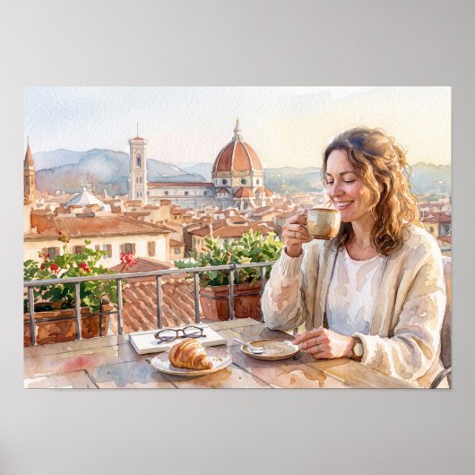 Poster Café du matin à Florence (Devant)