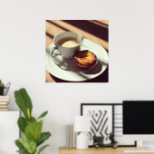 Poster Café du matin et tarte portugaise (Bureau à domicile)